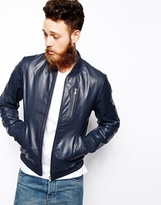 Thumbnail for your product : ASOS Leather Bomber Jacket