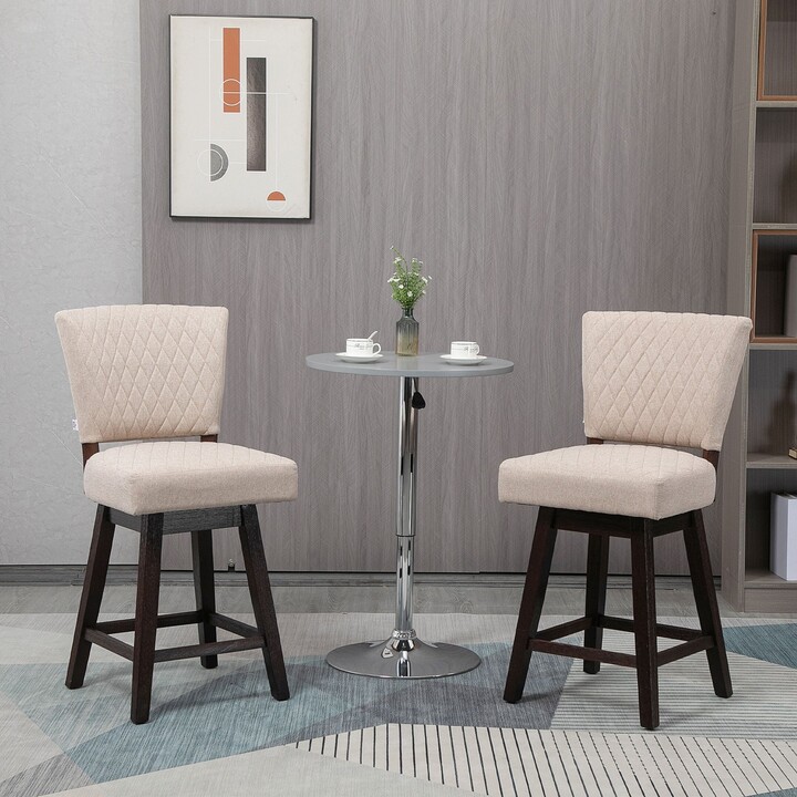 Swivel Bar Stools Set of 2, Counter Height Barstools with Back