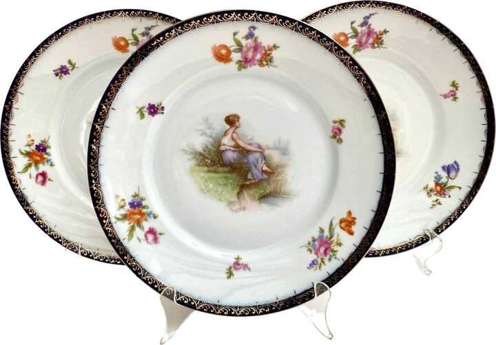 Rosenthal Antique Plates, Germany, Set 3 Porcelain Dinner Plates