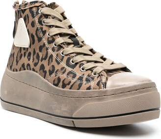 R 13 Leopard-Print High-Top Sneakers
