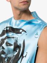 Thumbnail for your product : Raf Simons graphic print hoop embellished sleeveless satin T-shirt