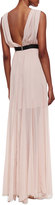 Thumbnail for your product : Alice + Olivia Kendrick Leather-Waist Chiffon Gown
