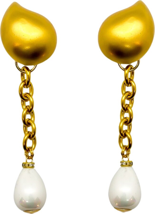 Anoushka Van Rijn White Pearl Drop Earrings ShopStyle
