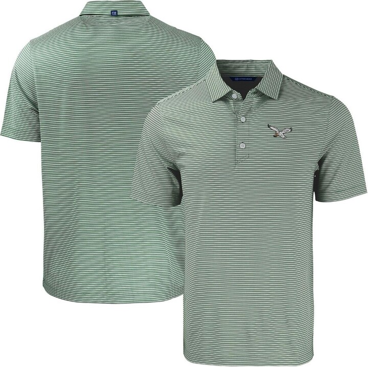 Cutter & Buck Men's Midnight Green/White Philadelphia Eagles Throwback Forge Eco Double Stripe Stretch Polo - Green White
