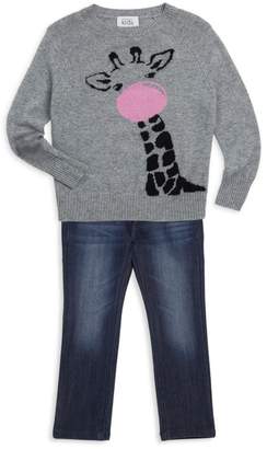 Autumn Cashmere Little Girl's & Girl's Giraffe Bubblegum Sweater