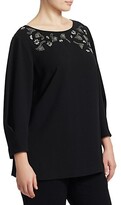 Thumbnail for your product : Lafayette 148 New York, Plus Size Caddie Crystal Embellished Boatneck Blouse