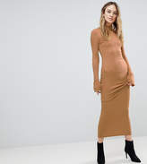Thumbnail for your product : ASOS Tall City Maxi Rib Bodycon Dress With Polo Neck And Frill Cuffs