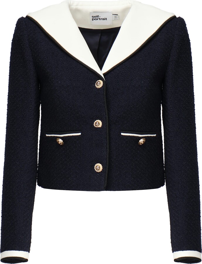 Self-Portrait Bouclé Jacket With Contrasting Collar