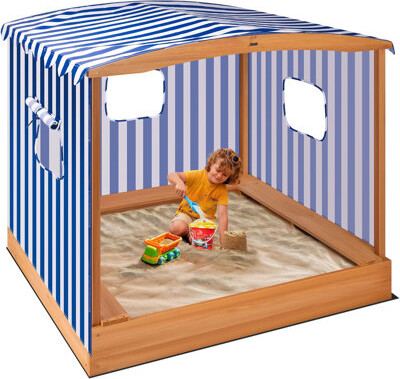 vivohome 58x48in Wood Sandbox with Detachable UV-Blocking Canopy & Ventilation Windows