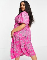 Thumbnail for your product : Simply Be fit and flare midi dress in pink floral