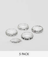 Thumbnail for your product : Reclaimed Vintage Relaimed Vintage inspired ring pack in silver exclusive at ASOS
