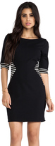 Thumbnail for your product : LAmade Colorblocked Striped Boatneck Elbow Sleeve Dress