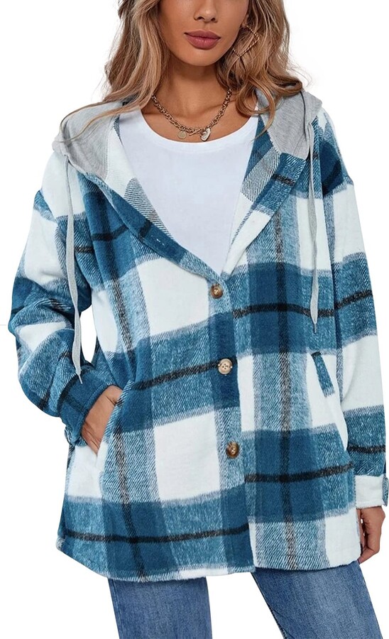 Jackets & Coats, Multicolor Plaid Print Button Down Cropped Flannel Cropped  Bomber Jacket Shacket