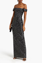 Thumbnail for your product : Rasario Off-the-shoulder polka-dot silk-organza gown
