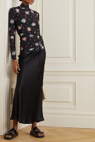 Thumbnail for your product : Paco Rabanne Lace-up Floral-print Stretch-jersey Turtleneck Top - Black