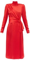 Thumbnail for your product : Alessandra Rich Gathered Silk-satin Dress - Red