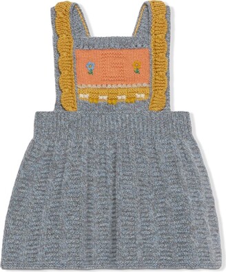 Gucci Children Embroidered Intarsia-Knit Wool Dress