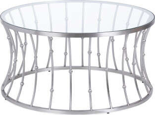 TJMAXX 18.5X36 Aurora Brushed Nickel Glass Cocktail Table