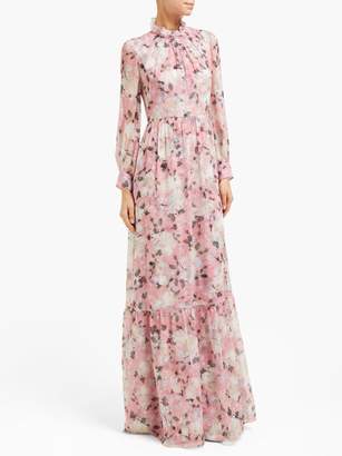 Erdem Clementine Floral-print Silk-voile Gown - Womens - Pink Print