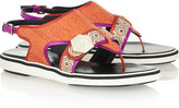 Thumbnail for your product : Nicholas Kirkwood Metallic leather-trimmed raffia sandals