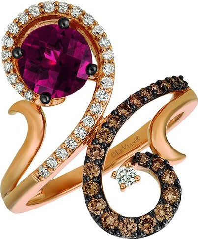 LeVian 14K Rose Gold 1.74 Ct. Tw. Diamond & Rhodolite Ring