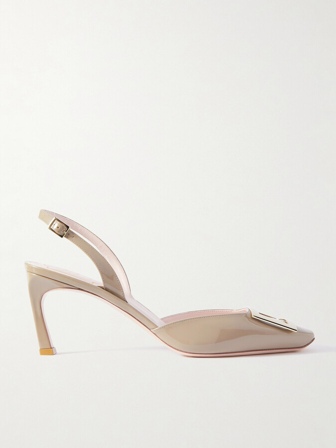 Roger Vivier Trompette 70 Patent-leather Slingback Pumps - Neutrals