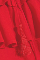 Thumbnail for your product : J.Crew Poppy Off-the-shoulder Ruffled Cotton And Linen-blend Dress - Red