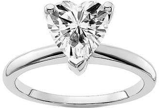 True Light Womens 1 CT. T.W. Lab Created White Moissanite 14K White Gold Solitaire Engagement Ring Family