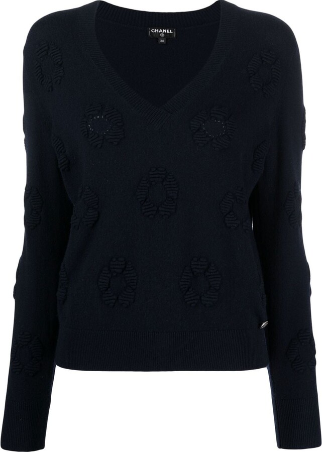 Chanel Striped Camelia Flower top / sweater Black Multiple colors Beige  Cotton ref.533970 - Joli Closet