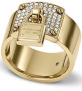 Thumbnail for your product : Michael Kors Gold-Tone Crystal Plaque and Padlock Ring