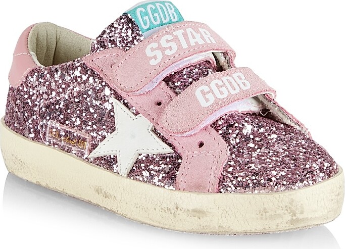 Golden Goose Baby Girl's, Little Girl's & Girl's Old School Glitter Leather Star Sneakers - Lilac White Antique Pink - Size 4 (Child)