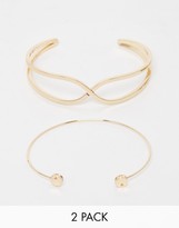 Thumbnail for your product : ASOS Pack of 2 Fine Open Cuff Bracelet