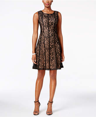 Connected Lace Fit and Flare Dress