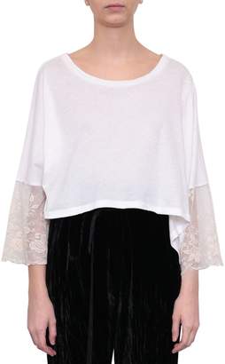 Ann Demeulemeester Lace-trimmed Cotton T-shirt