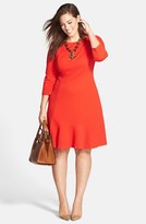Thumbnail for your product : Adrianna Papell Knit Flounce Dress (Plus Size)