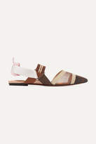 Thumbnail for your product : Fendi Colibri Logo-print Mesh And Rubber Slingback Point-toe Flats