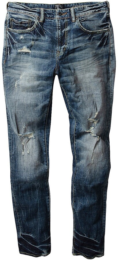 PRPS Men's Windsor Distressed Ripped Knee Stretch Skinny Jeans