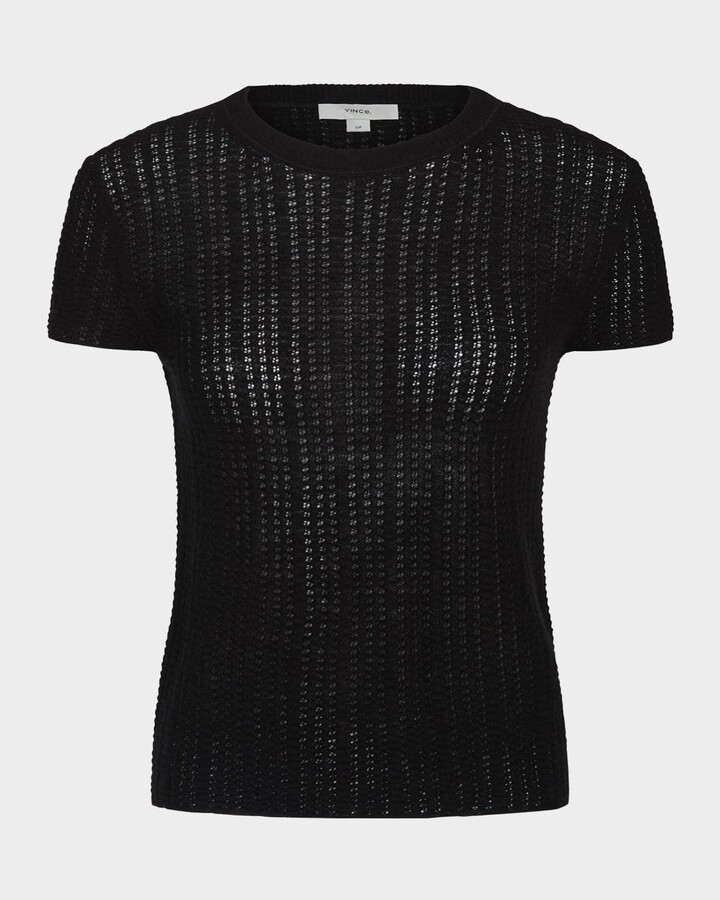 Vince Crewneck Waffle-Knit Top