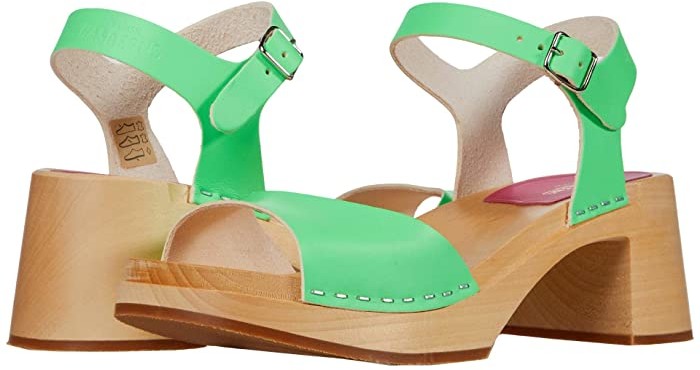 green clog sandals