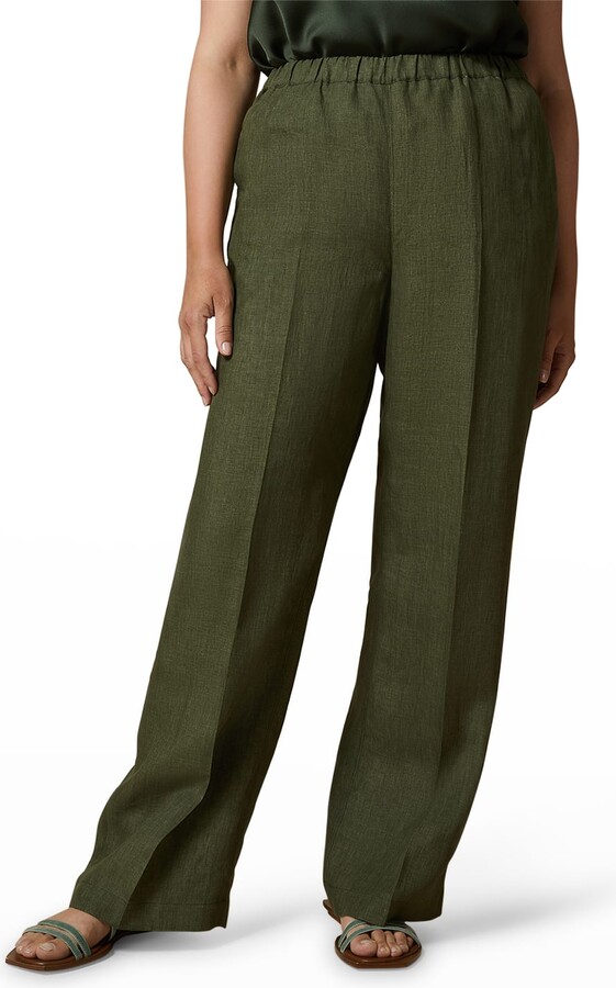 Marina Rinaldi Plus Size Roccia High-Rise Linen Trousers - ShopStyle Pants
