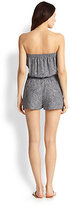 Thumbnail for your product : Joie Jaliano Feather-Printed Strapless Short Jumpsuit