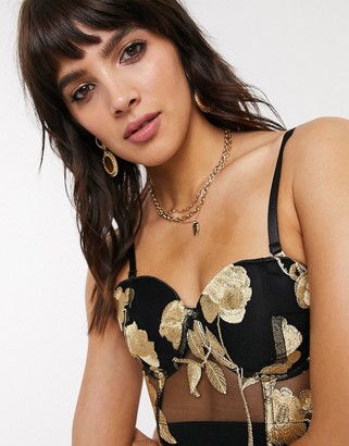 Jagger And Stone Jagger & Stone bustier in metallic rose mesh