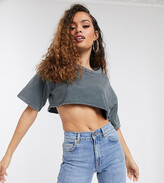 Thumbnail for your product : ASOS DESIGN Petite super crop t-shirt in washed black