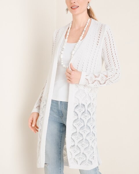 pointelle open cardigan
