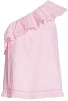 Thumbnail for your product : Kate Spade puckered cotton one-shoulder top