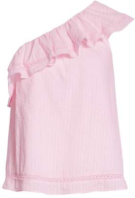 Kate Spade puckered cotton one-shoulder top