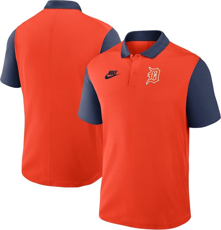 Nike Men's Orange/Navy Detroit Tigers Cooperstown Collection Color Block Victory Performance Polo Shirt - Orange, Navy