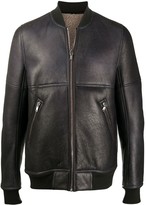 Thumbnail for your product : Rick Owens Ribbed-Trimmed Leather Jacket