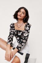 Thumbnail for your product : Nasty Gal Womens Floral Corset Top - Black - 10