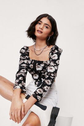 Nasty Gal Womens Floral Corset Top - Black - 10